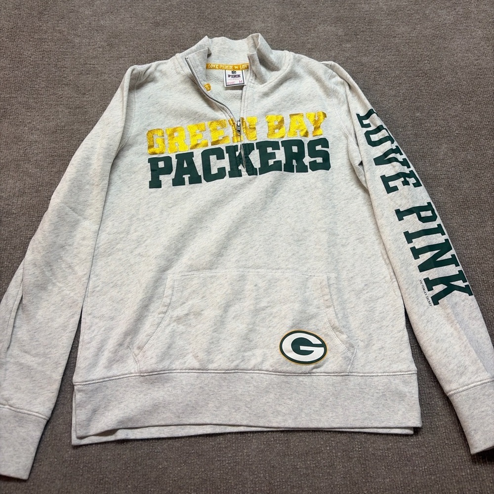 Victoria’s Secret PINK NFL Green Bay Packers Quarter Zip Pullover 1886